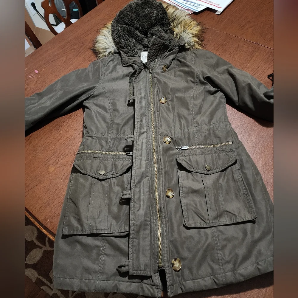 RACHEL Rachel Roy Olive Utility Jacket with Faux Fur Hood - Picture 9 of 13